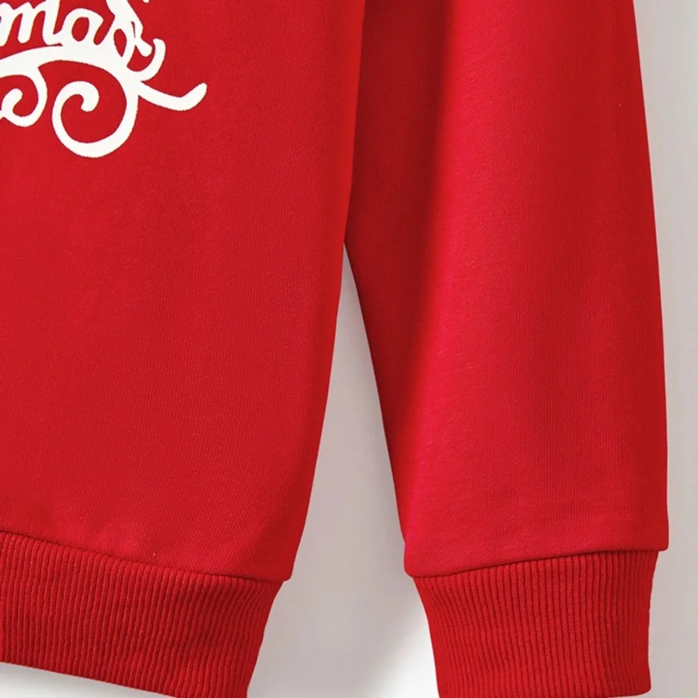 Patpat Women Christmas Letters Print Long-sleeve Casual Red Sweatshirt / Top - Picture 4 of 8